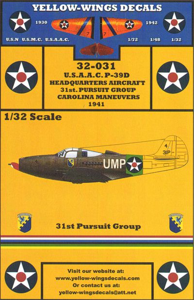 Yellow Wings YW32031 1:32 USAAC Bell P-39D Airacobra