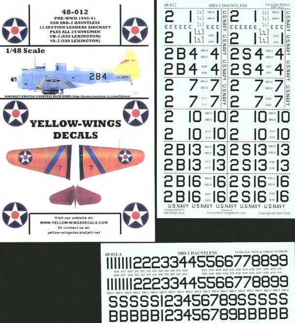 Yellow Wings YW48012 Douglas SBD-1 Dauntless USN USS Lexington 1:48