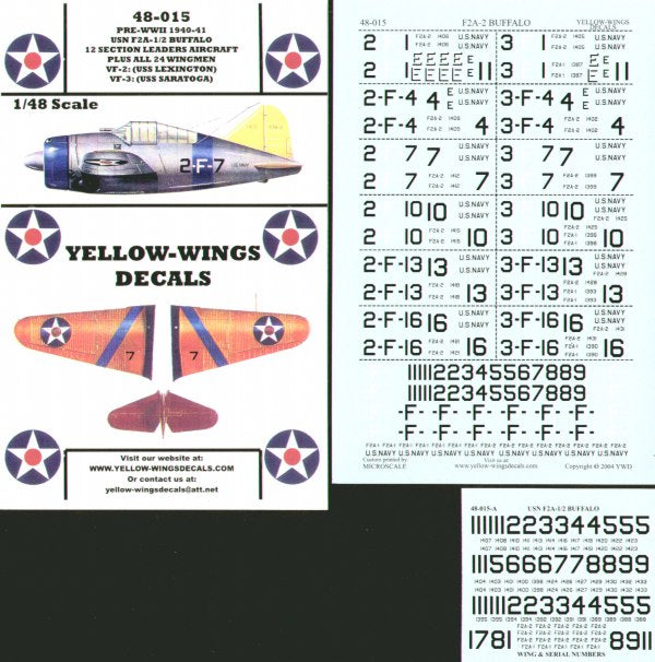 Yellow Wings YW48015 Brewster F2A-1/2 Buffalo Lexington/Saratoga 1:48