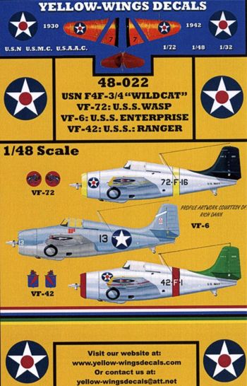 Yellow Wings YW48022 1:48 Grumman F4F-3/F4F-4 Wildcat U.S.Navy
