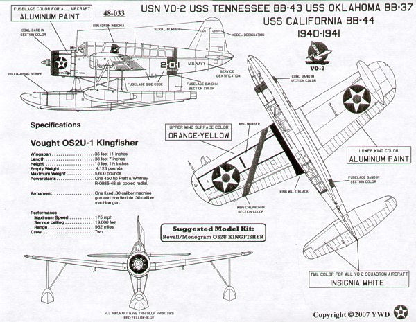 Yellow Wings YW48033 1:48 Vought OS2U-1 Kingfisher