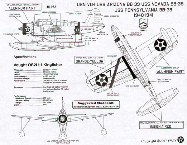 Yellow Wings YW48033 1:48 Vought OS2U-1 Kingfisher