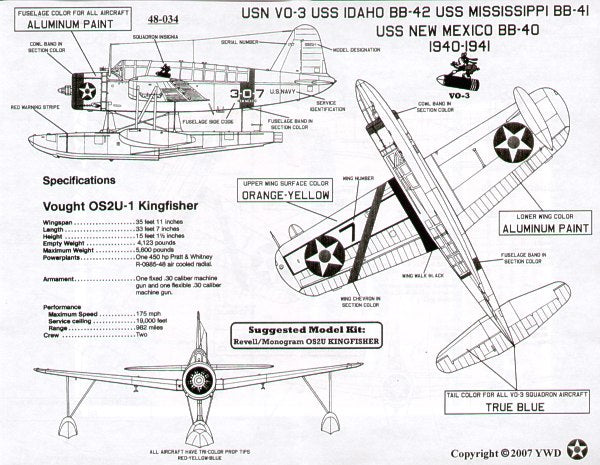 Yellow Wings YW48034 1:48 Vought OS2U-1 Kingfisher