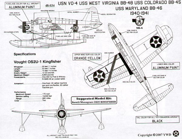 Yellow Wings YW48034 1:48 Vought OS2U-1 Kingfisher