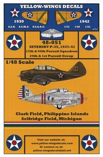 Yellow Wings YW48051 USAAC Seversky P-35 17th/94th Pursuit Sqn 1:48