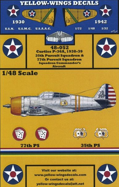 Yellow Wings YW48052 1:48 USAAC Curtiss P-36A