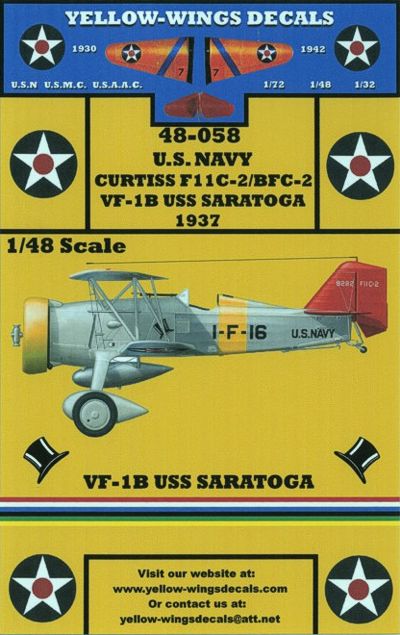 Yellow Wings YW48058 1:48 Curtiss F11C-2/BFC GOSHAWK VF-1B