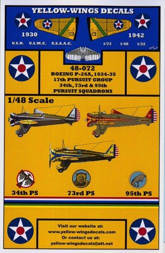 Yellow Wings YW48072 1:48 USAAC Boeing P-26A/Curtiss P-36A