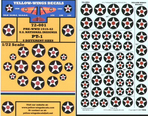 Yellow Wings YW72001 US National Insignia 1919-42 Star/Red Centre 1:72