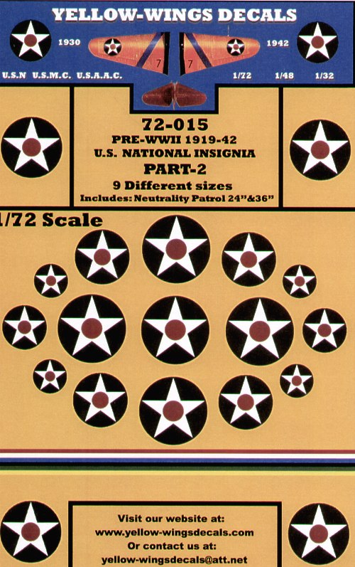 Yellow Wings YW72015 1:72 US National Insignia Pre-WWII 1919-1942 Pt 2