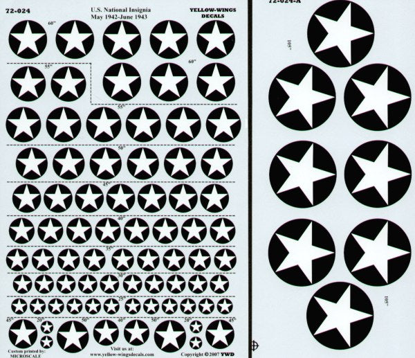 Yellow Wings YW72024 US National Insignia 1942-43 White Star Pt 3 1:72