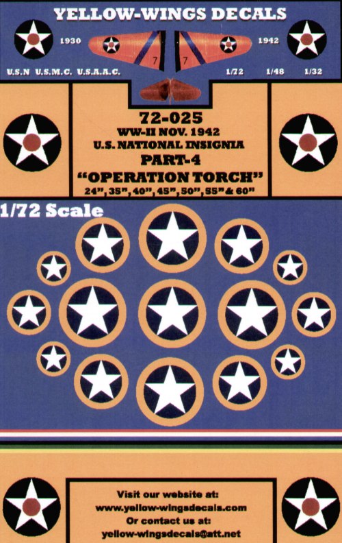 Yellow Wings YW72025 US National Insignia Op Torch Nov 1942 1:72