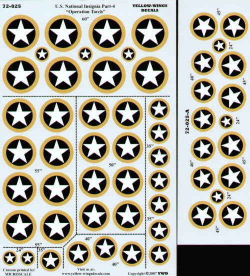 Yellow Wings YW72025 US National Insignia Op Torch Nov 1942 1:72