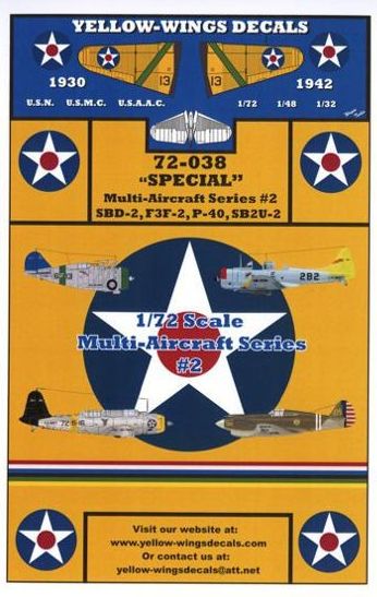 Yellow Wings YW72038 Multi-Aircraft Series 2 (SBD-2 F3F-2 SB2U-2) 1:72