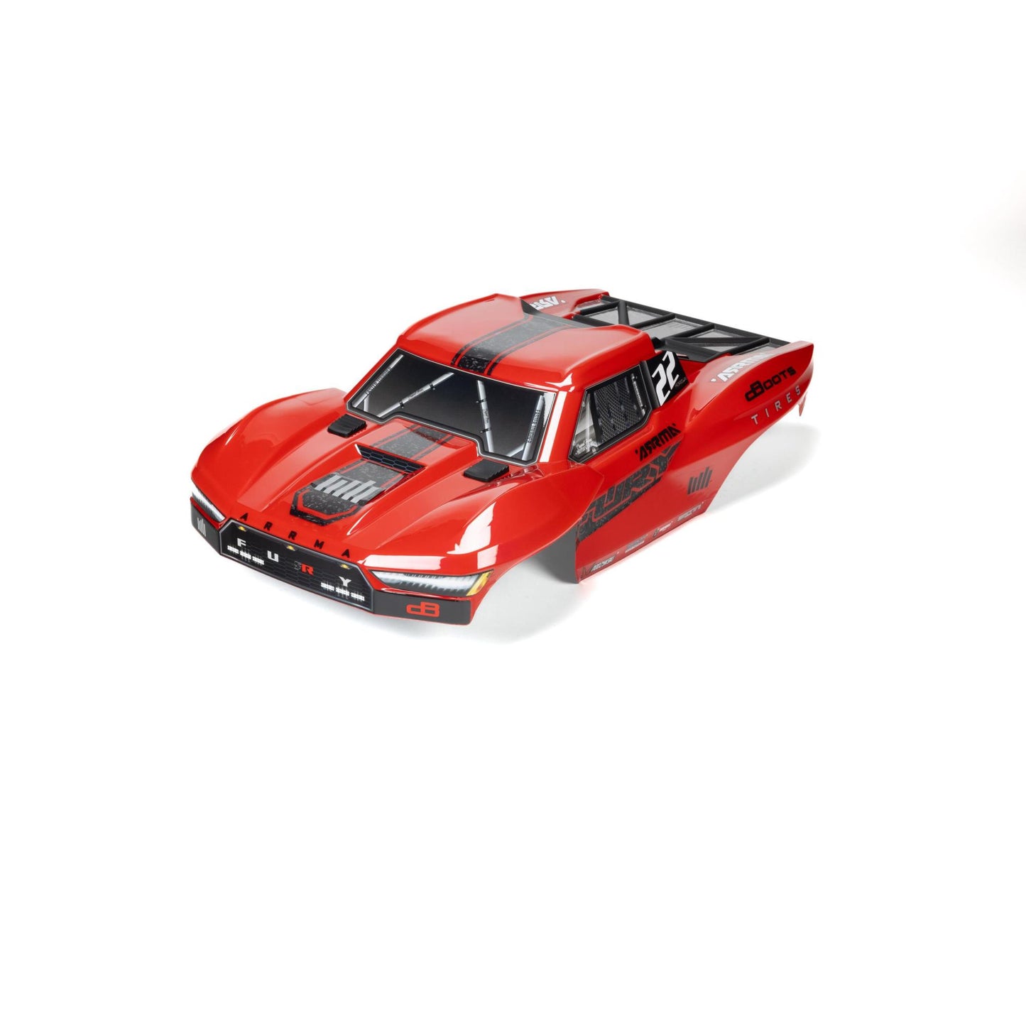 Arrma Clipless Painted Trimmed Body Set with Decals, Red: FUR 1:10 ARA-1582