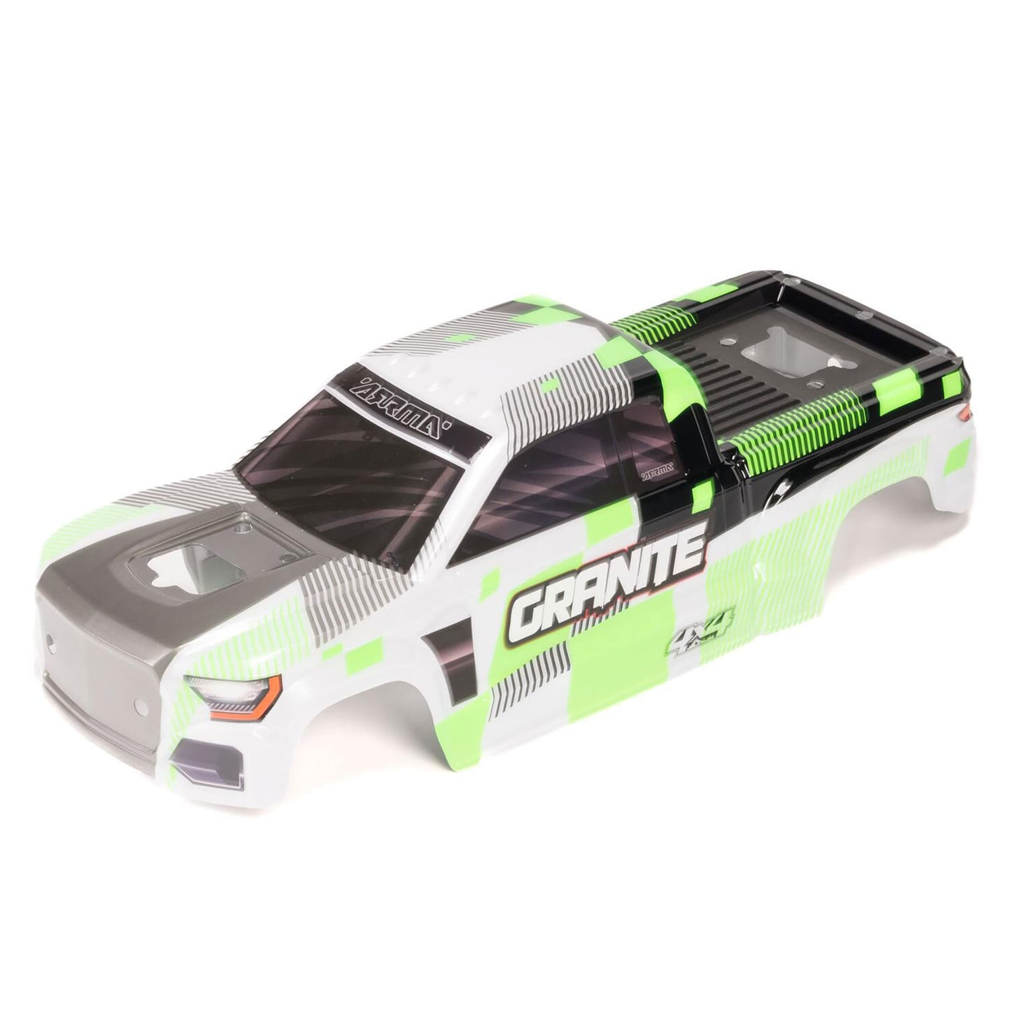 Arrma Clipless Painted Decaled Body, Green: GRANITE 4X4 1:10 ARA-2245