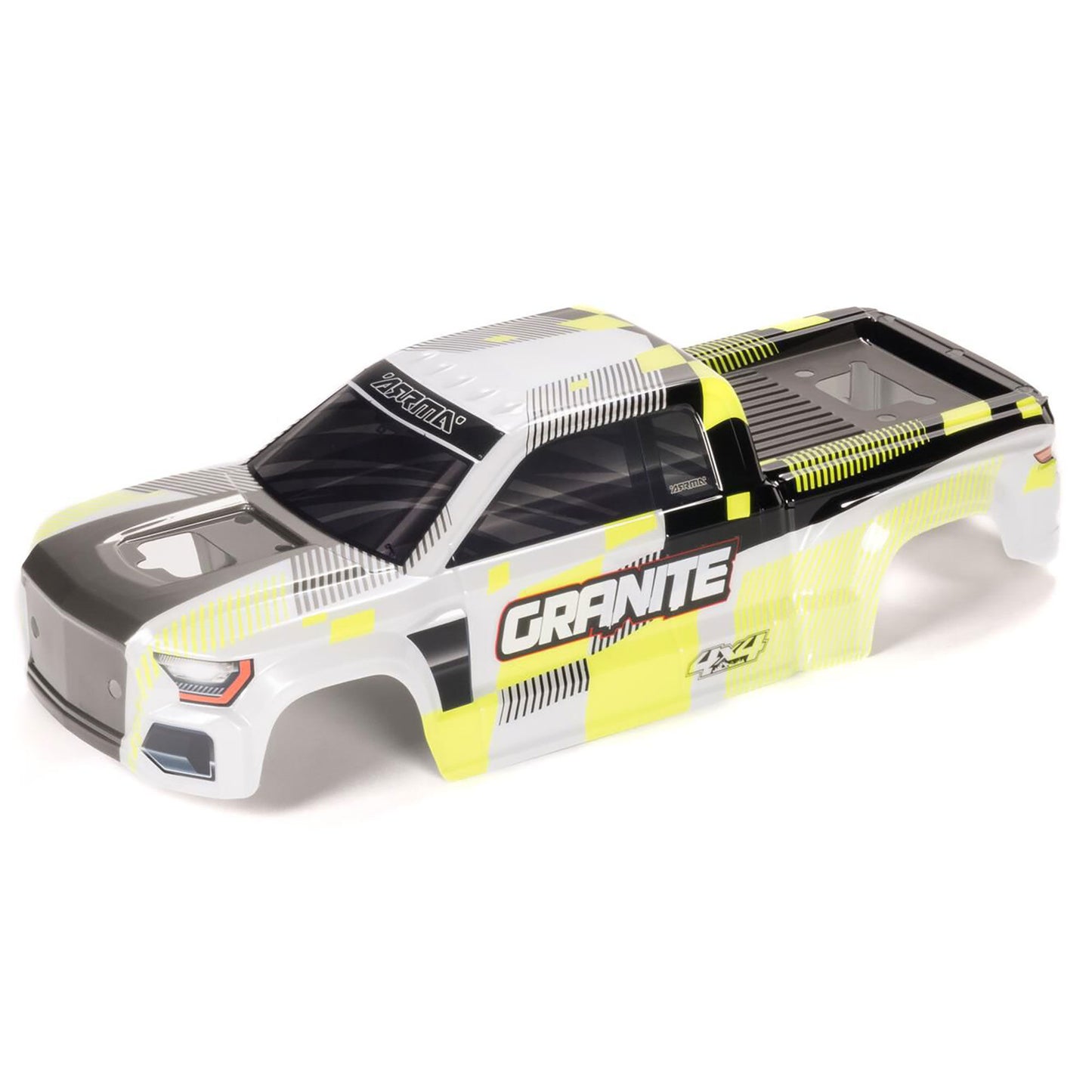 Arrma Clipless Painted Decaled Body, Yellow: GRANITE 4X4 1:10 ARA-2316