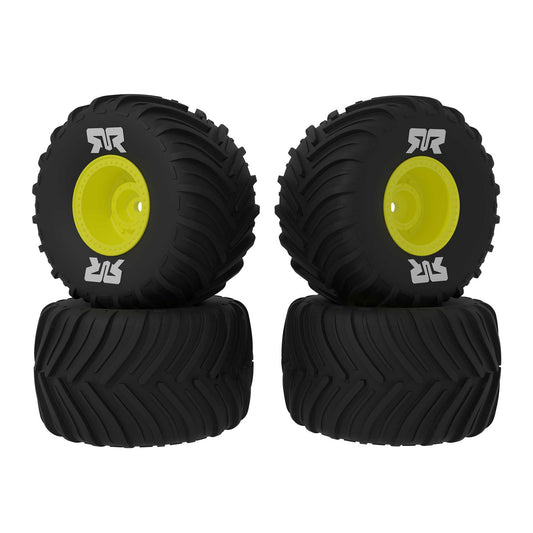 Arrma dBoots Chevron MT Tire Set Glued, Yellow (2 Pairs): GROM ARA-2584