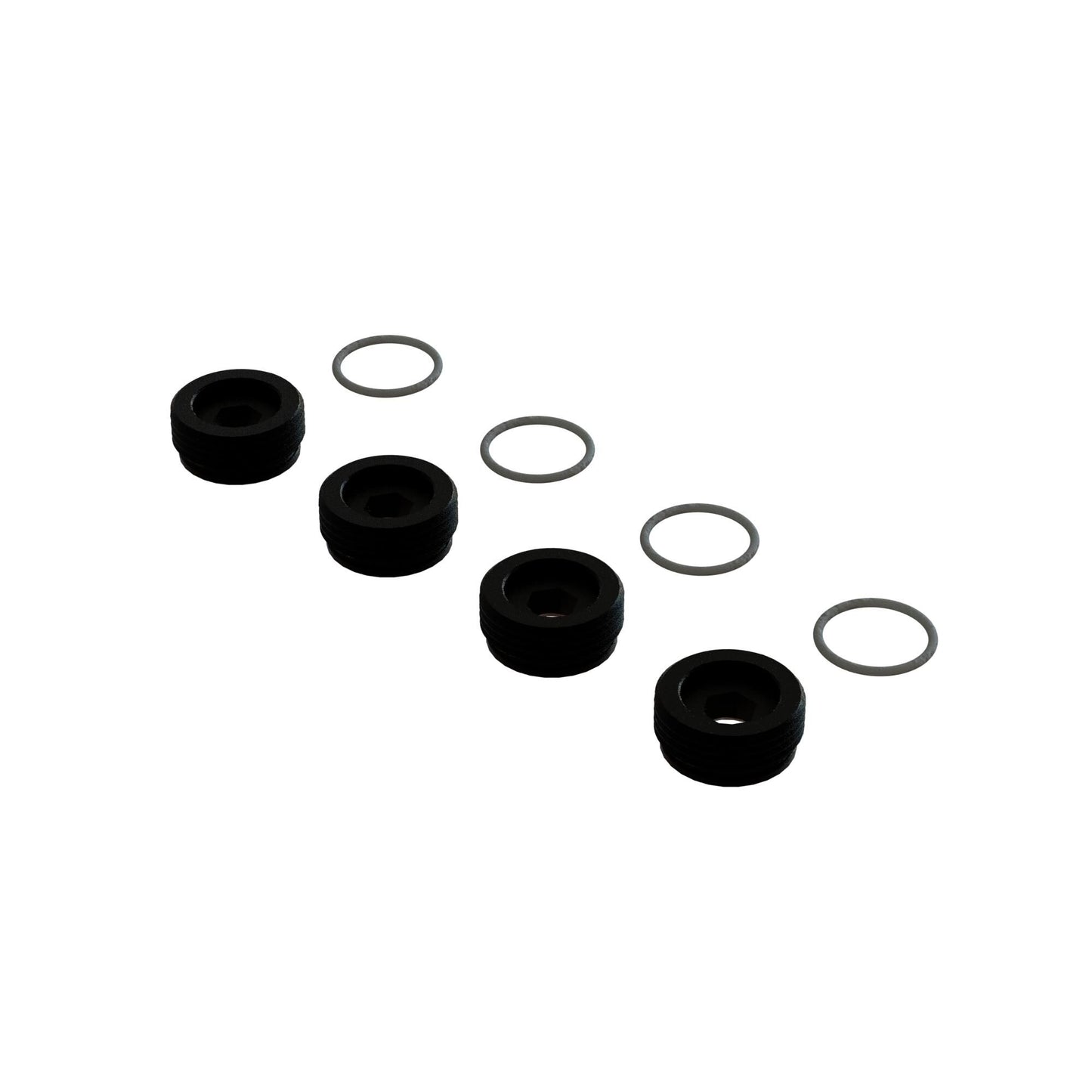 Arrma Front Hub Nut Includes O-Rings, Aluminum, Black (4) ARA330775