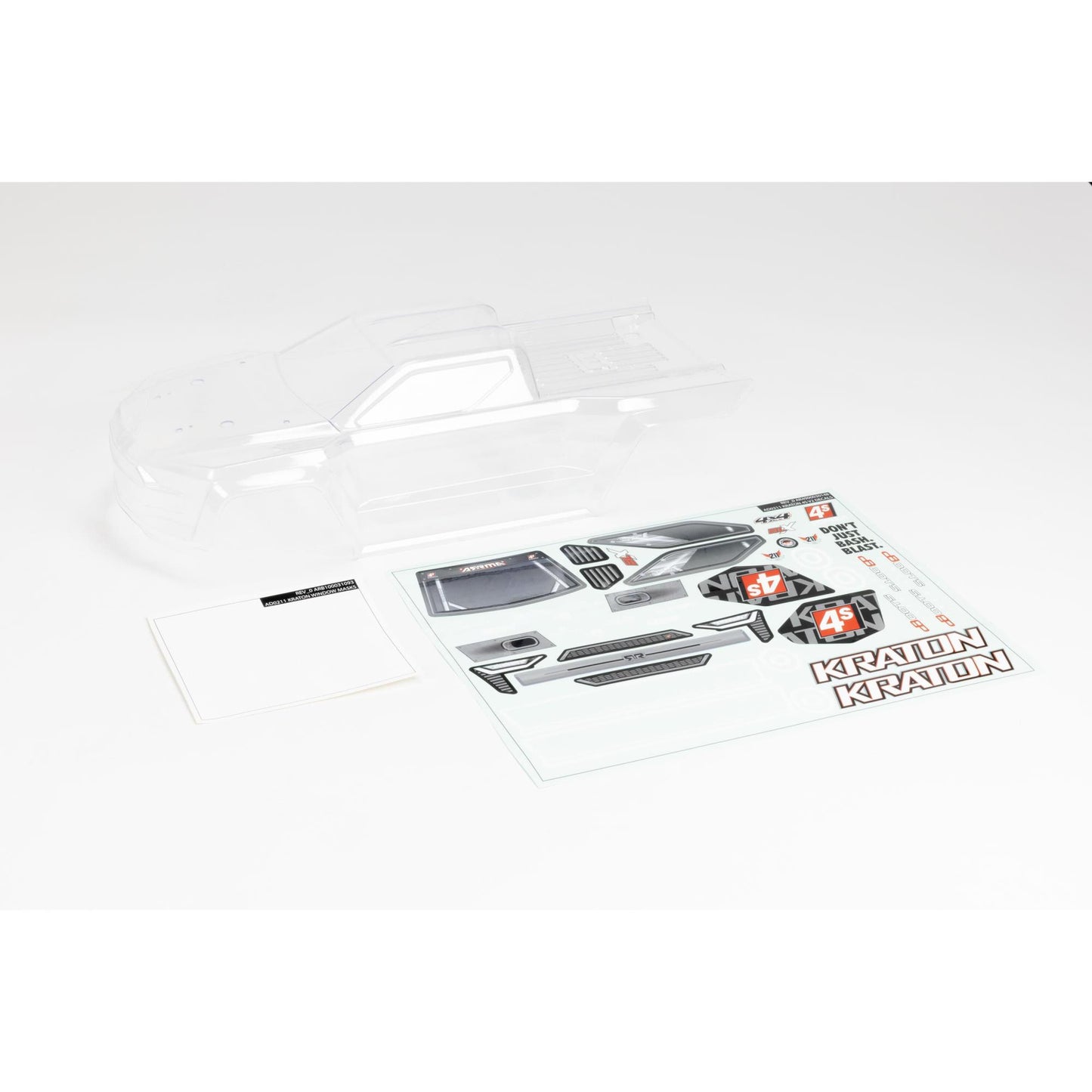 Arrma 1:10 Clear Body with Decals and Window Masks: KRATON 4X4 BLX ARA402320