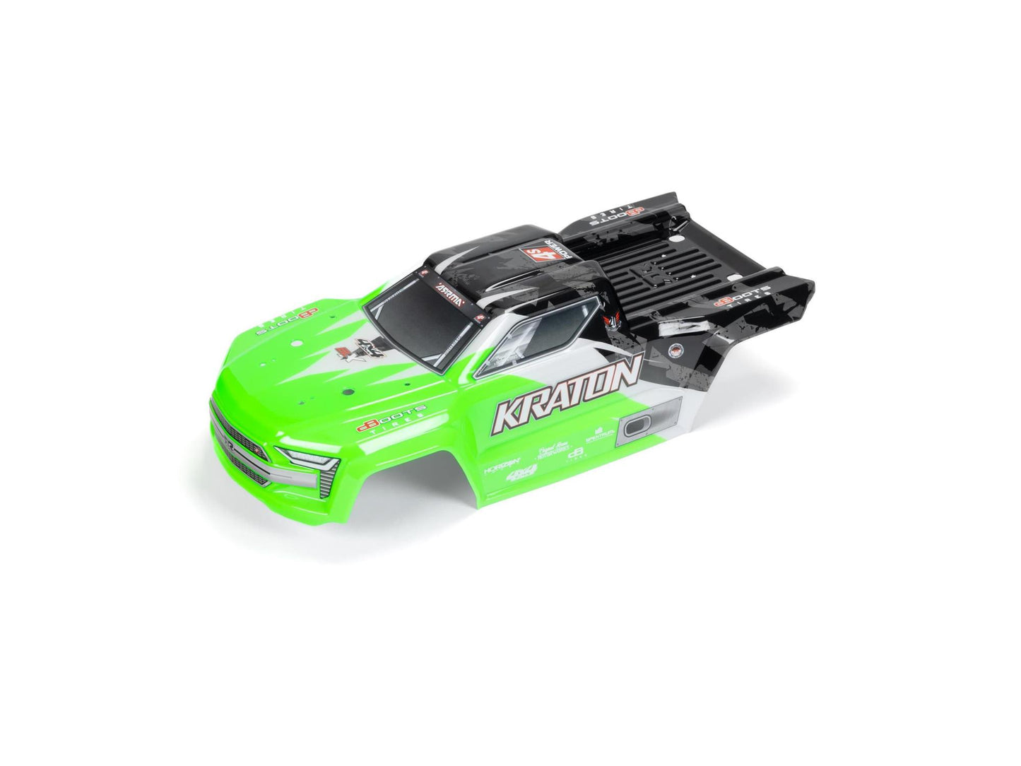 Arrma Painted Decaled Trimmed Body, Green/Black: Kraton 4x4 ARA402359