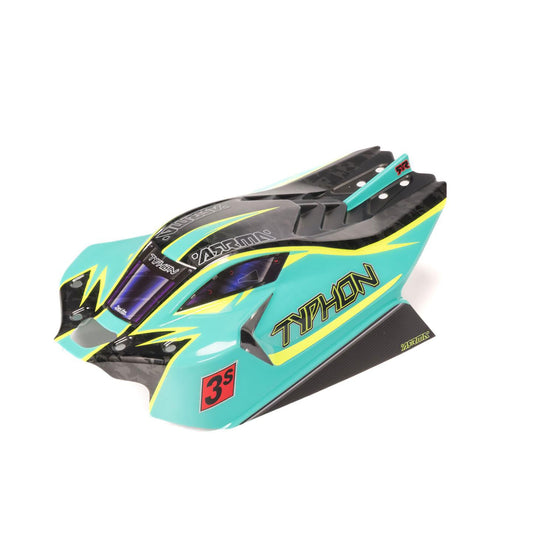 Arrma Clipless Painted Decaled Body, Green/Yellow: TYPHON 4X4 1:8 ARA406171