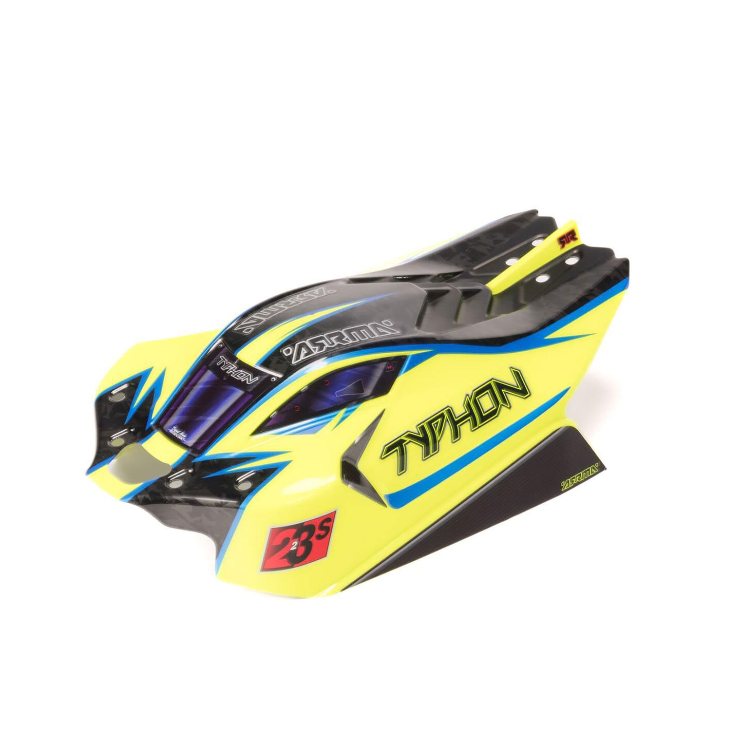 Arrma Clipless Painted Decaled Body, Yellow/Blue: TYPHON 4X4 1:8 ARA406172