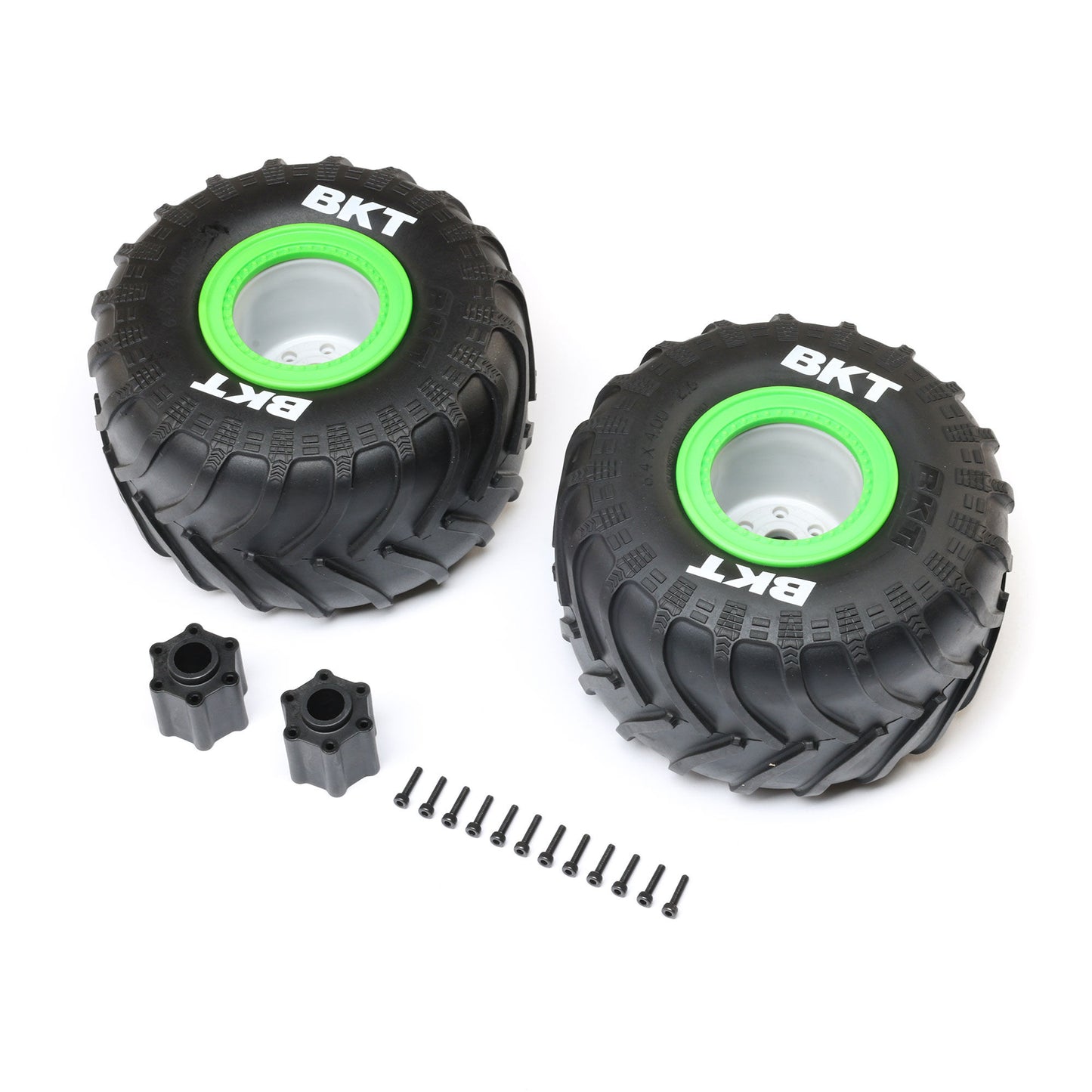 Losi BKT 2.6" Monster Truck Tire, Med, Premount, Green (2): LMT 2 LOS-1818