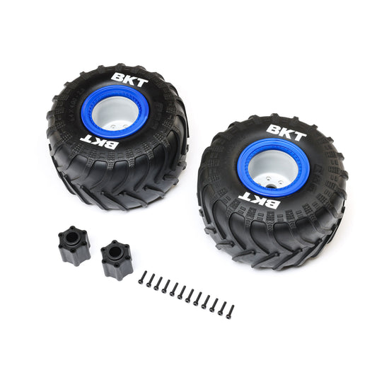 Losi BKT 2.6" Monster Truck Tire, Med, Premount, Blue (2): LMT 2. LOS-1819