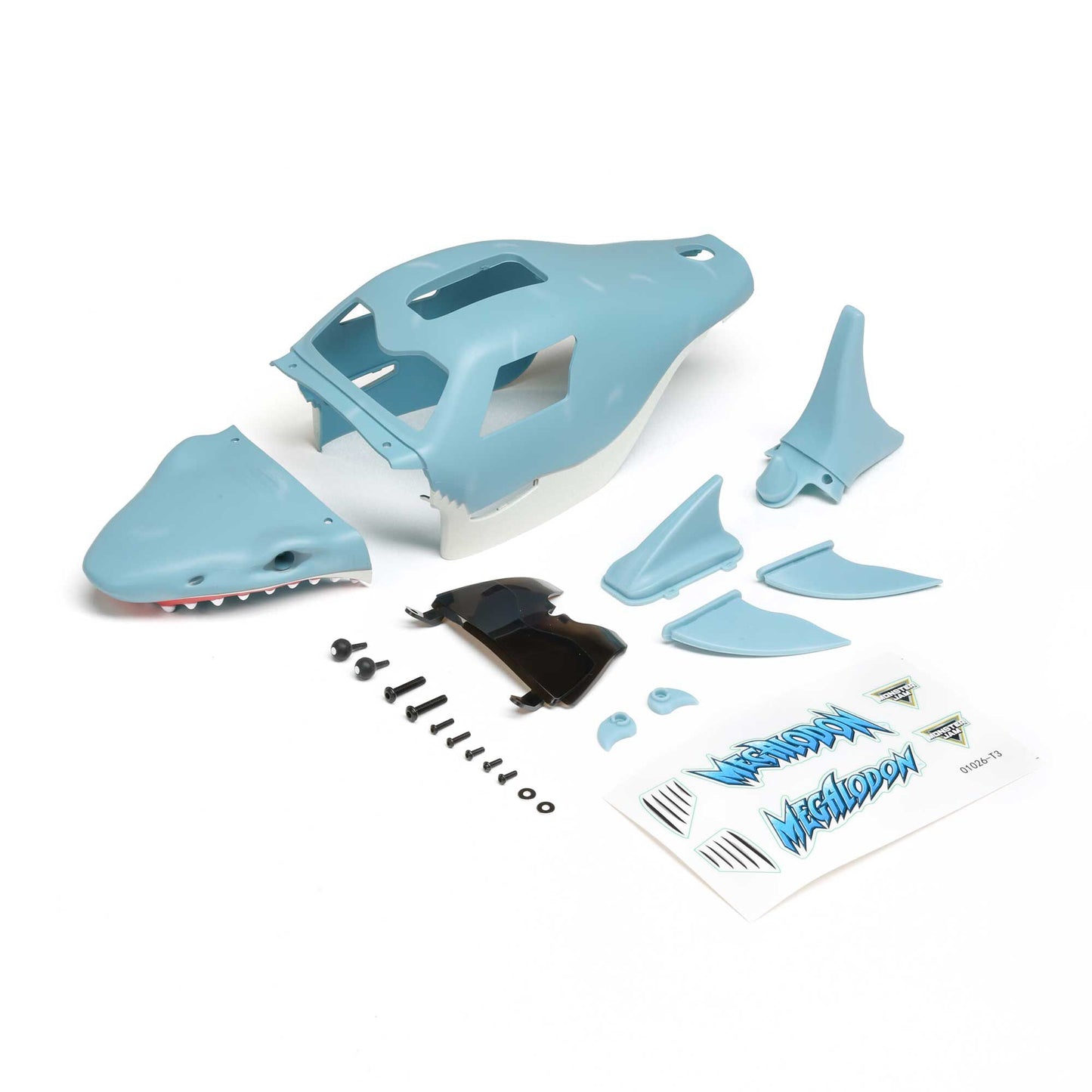 Losi Painted Complete Body Set, Megalodon: Mini LMT LOS-2054