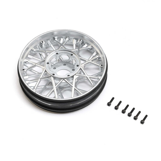 Losi Front Wheel Set, Satin Chrome: Promoto-SM LOS-2294