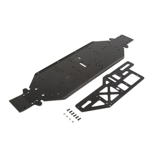 Losi Chassis w/Brace plate, 4mm, Black: DBXL-E LOS251050