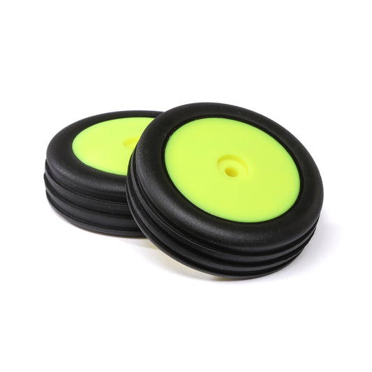 Losi Wide Body Rib, Front, Mounted Tires, Yellow (2): Mini B LOS41048