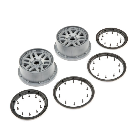 Losi Wheel & Beadlock Set, Grey (2): 5ive-T 2.0 LOS45022