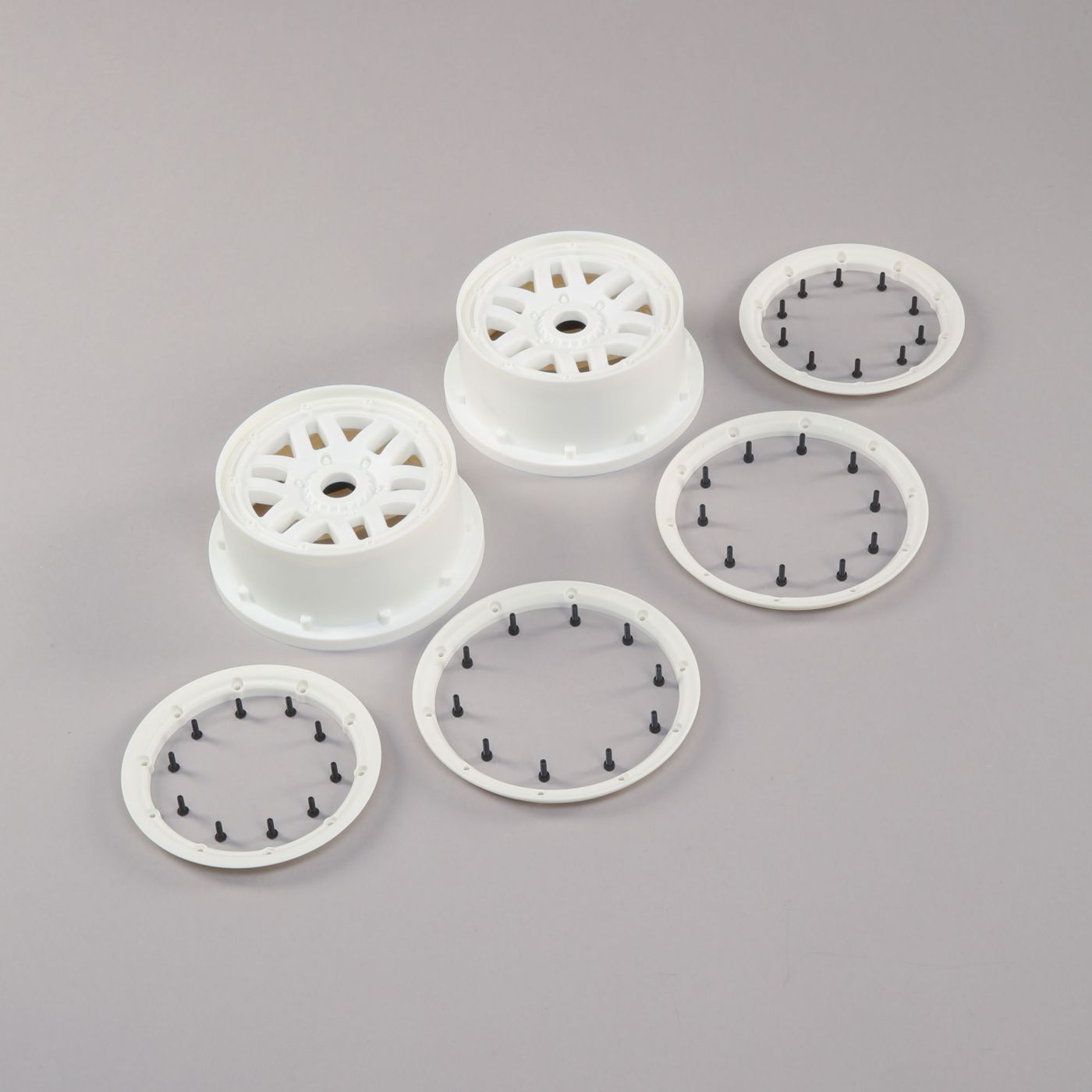 Losi Wheel & Beadlock Set, White (2): 5ive-T 2.0 LOS45026