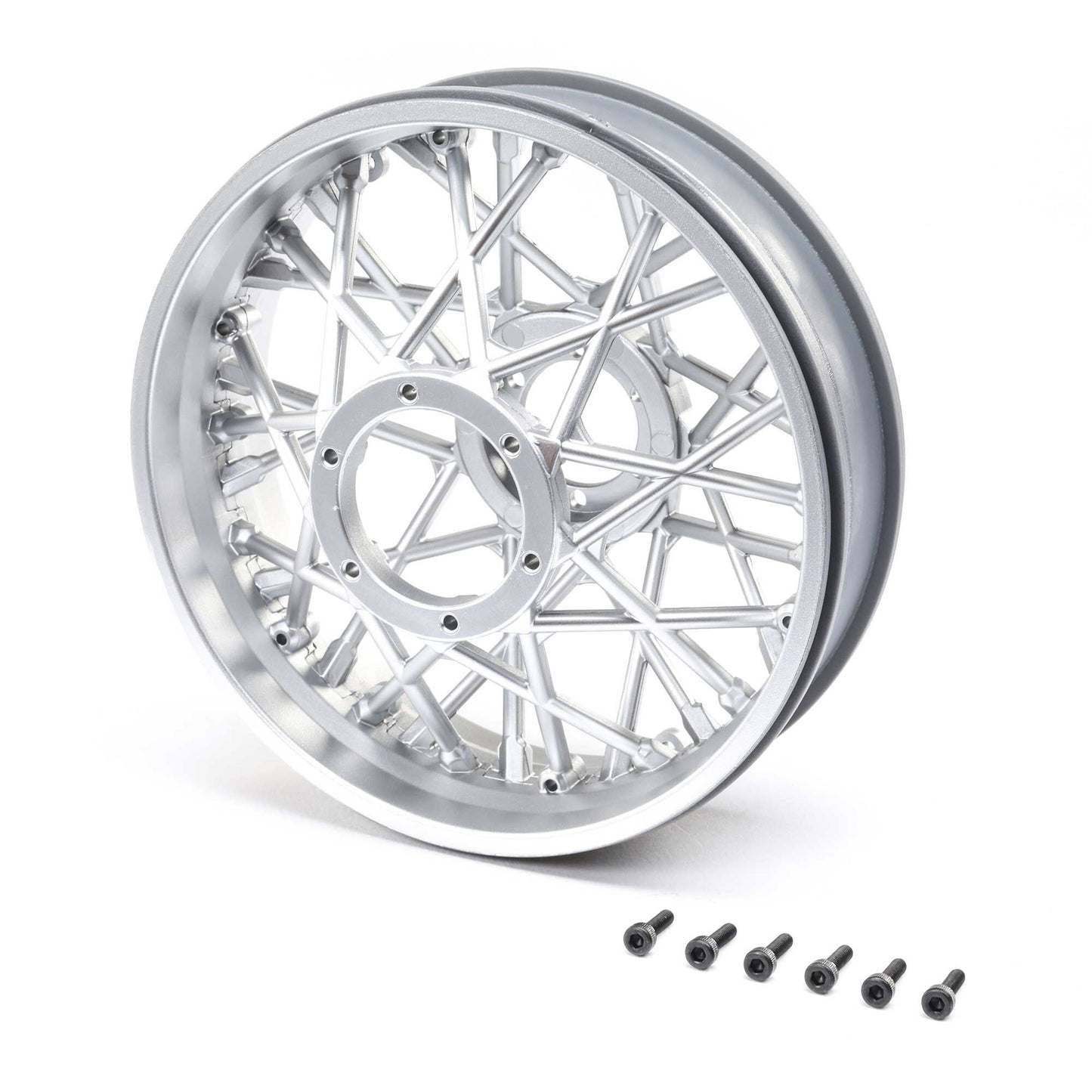 Losi Rear Wheel Set, Satin Chrome: Promoto-MX LOS46003