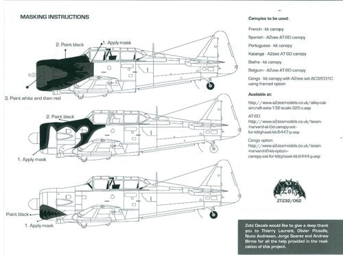 Zotz ZTZ32062 T-6 Texan Congo/Arianne Congolaise Decals 1:32