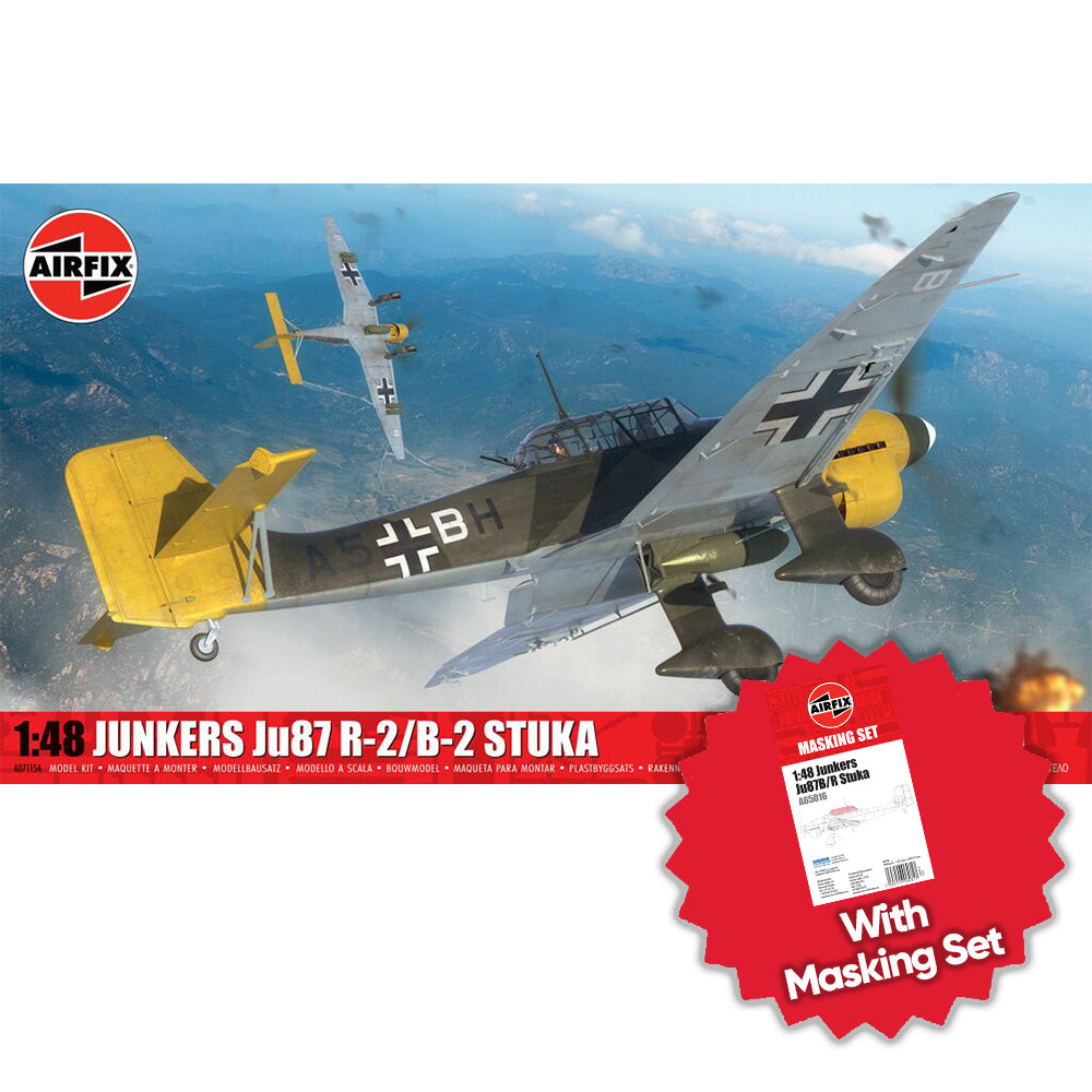 Airfix A07115A Junkers Ju87 R-2/B-2 Stuka 1:48 Model Kit w/Upgrade A65016 Masks