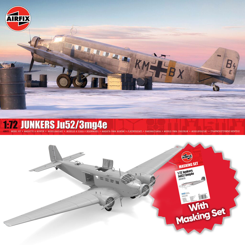 Airfix A08022 Junkers Ju52/3mg4e 1:72 Model Kit w/Upgrade A65015 Mask Set