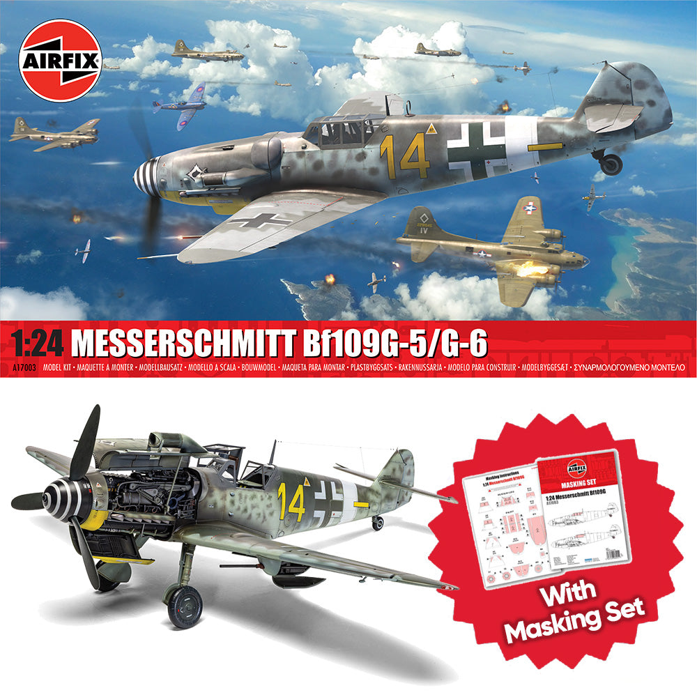 Airfix A17003 Messerschmitt Bf 109G-5/6 1:24 Model Kit w/Upgrade A65009 Mask Set