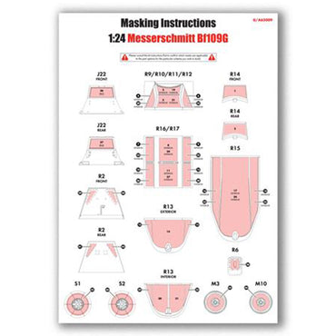 Airfix A65009 Messerschmitt Bf 109G Masking Set for 1:24 A17003 Model Kit