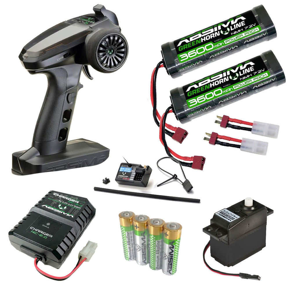 RC Car Absima Wheel Radio Bundle: 2x 3600mAh, CR4S Radio - Ideal for T ...