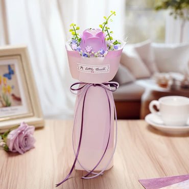 ROKR Floral Art: Purple Rose Bouquet DIY 3D Puzzle Model AF021