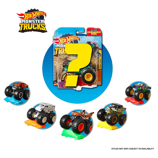 Hot Wheels Monster Trucks Single, Random 1:64 Scale Diecast Toy Car FYJ44