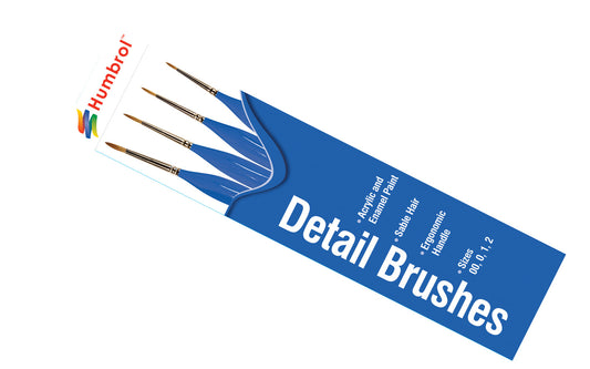 Humbrol AG4304 Brush Pack - Detail Ergonomic Handle 00, 0, 1, 2 Model Kit Tool