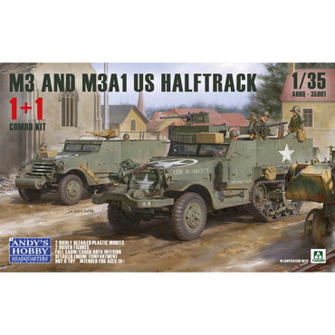 Andy's Hobby HQ 35001 M3 + M3A1 US Halftrack 2-in-1 1:35 Model Kit