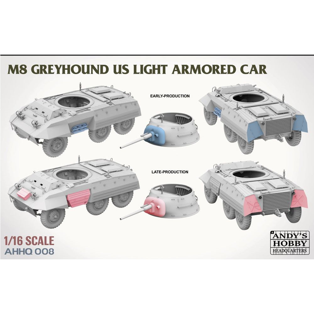 Andy's HHQ 008 M8 Greyhound US Light Armoured Car 1:16 Model Kit