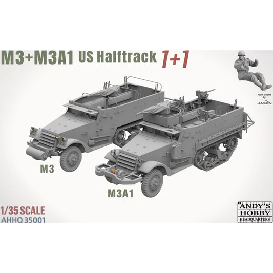 Andy's Hobby HQ 35001 M3 + M3A1 US Halftrack 2-in-1 1:35 Model Kit