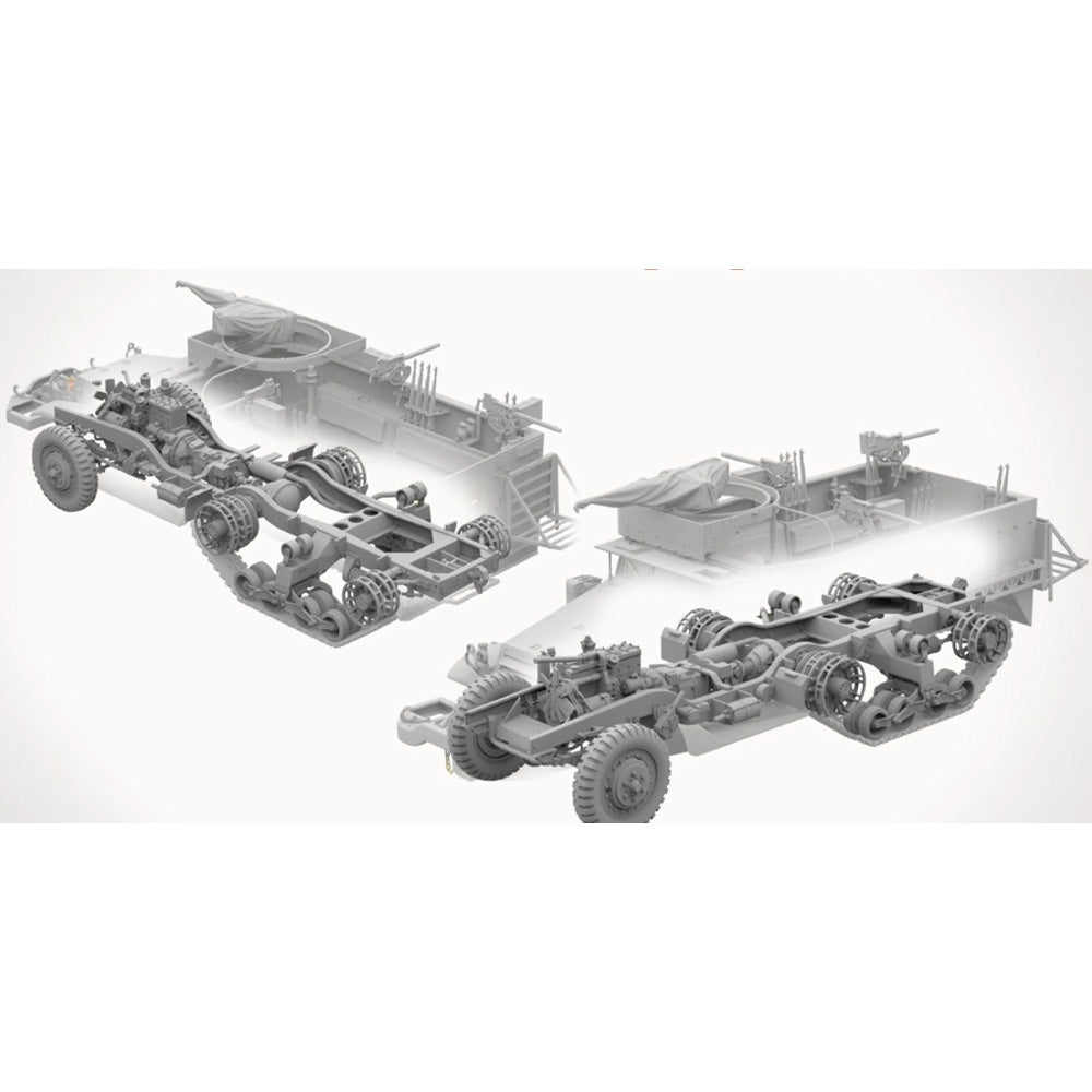 Andy's Hobby HQ 35001 M3 + M3A1 US Halftrack 2-in-1 1:35 Model Kit