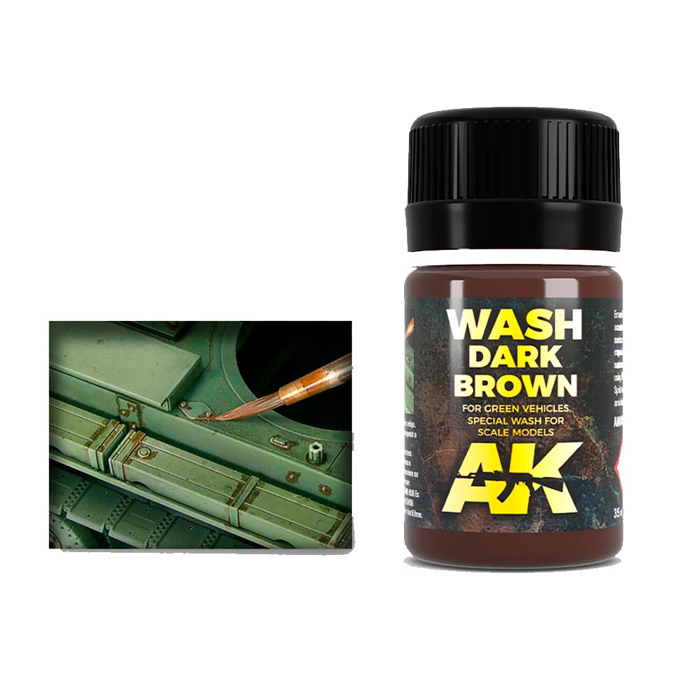 AK Interactive 045 Dark Brown Wash for Green Vehicles